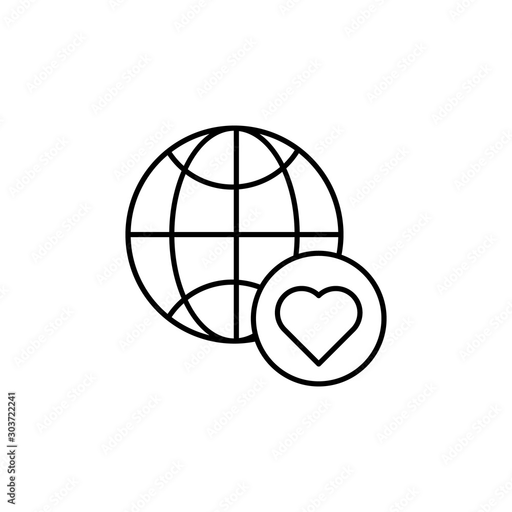 Poster heart icon. simple line, outline vector of globe icons for ui and ux, website or mobile application