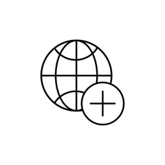 Plus icon. Simple line, outline vector of globe icons for ui and ux, website or mobile application