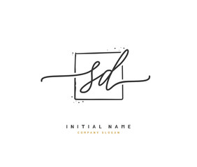 S D SD Beauty vector initial logo, handwriting logo of initial signature, wedding, fashion, jewerly, boutique, floral and botanical with creative template for any company or business.