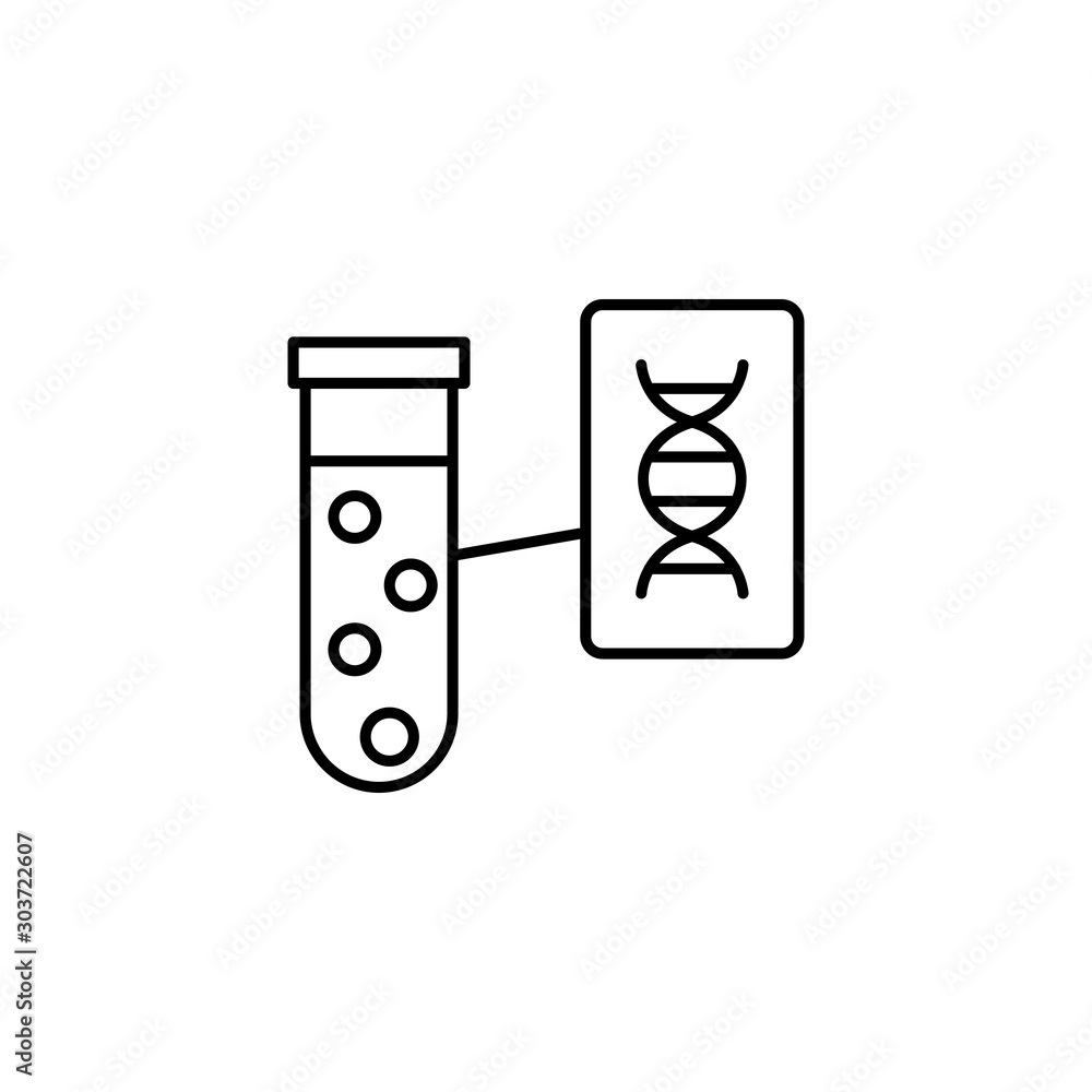 Poster dna, flask icon. simple line, outline vector of gene modification icons for ui and ux, website or mo