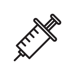 flat line injection icon. Logo element illustration. injection design. vector eps 10 . injection  concept. Can be used in web and mobile . trendy simple style. thickness can be adjusted