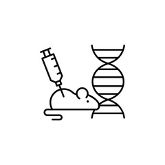 DNA, mouse, injection icon. Simple line, outline vector of gene modification icons for ui and ux, website or mobile application