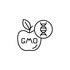 DNA, apple, GMO icon. Simple line, outline vector of gene modification icons for ui and ux, website or mobile application