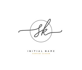 S K SK Beauty vector initial logo, handwriting logo of initial signature, wedding, fashion, jewerly, boutique, floral and botanical with creative template for any company or business.