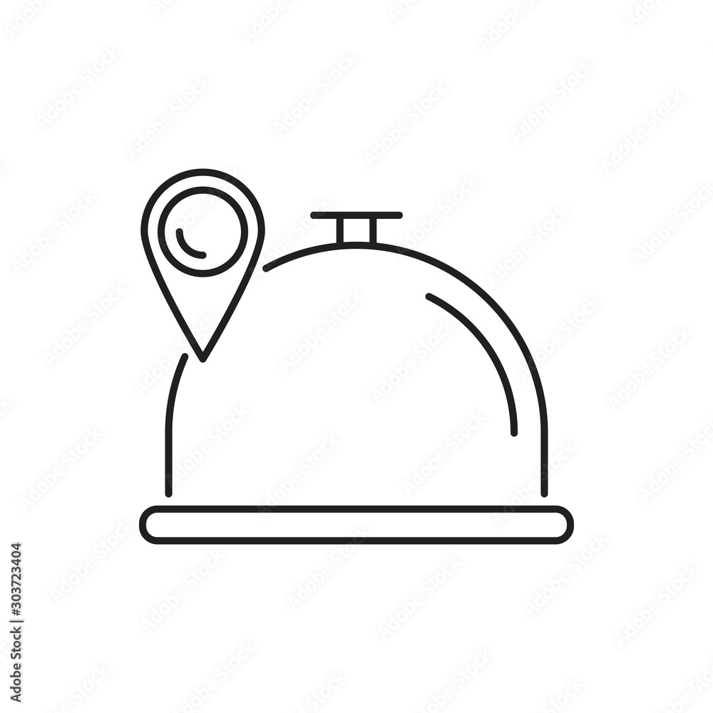 Poster direction pin tray restaurant icon. simple line, outline vector of navigation icons for ui and ux, w