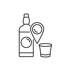 Direction pin whiskey glass icon. Simple line, outline vector of navigation icons for ui and ux, website or mobile application