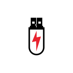 USB Flash Drive Icon Vector Logo Template Illustration