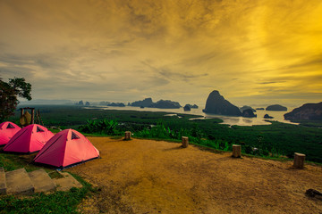 Samet Nang She-Phang Nga:October 20, 2019,the morning atmosphere, with tourists,tourists frequented by nature Samed Nang Chi Viewpoint, Khlong Khian Subdistrict,Takua Thung District Phang Nga,Thailand