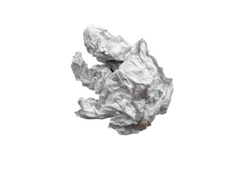 Crumpled paper ball isolated on white background. Crumpled paper texture. White crumpled paper texture for background.