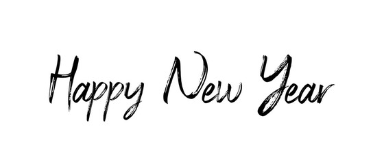 Happy new year calligraphic text for greeting card. Vector holiday design.