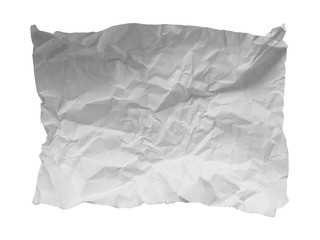 Crumpled paper ball isolated on white background. Crumpled paper texture. White crumpled paper texture for background.