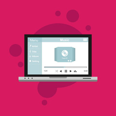 Music design interface design concept isolated on colored background. Media illustration