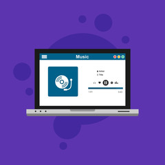 Music design interface design concept isolated on colored background. Media illustration