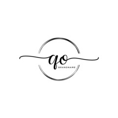 QO Initial handwriting logo with circle template vector.