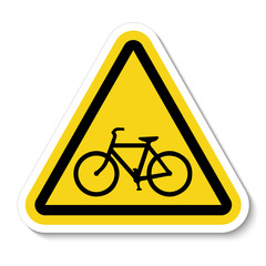 Bicycle Traffic Warning Sign isolated on white background.Vector illustration