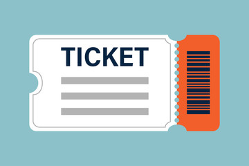 White and orange cinema tickets icon vector illustration designed in the flat style.