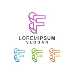 colorful letter f logo design with