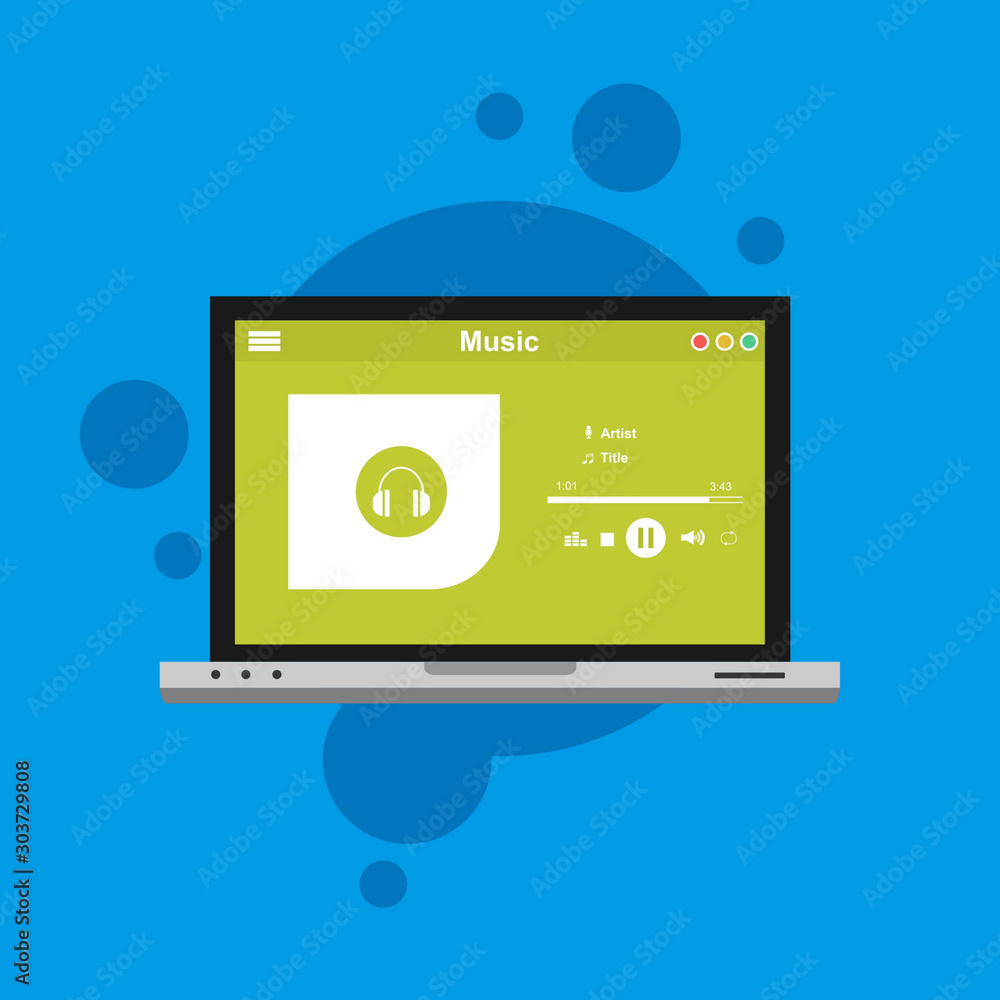 Poster vector illustration of music player flat design concept. can be used for workflow layout template, b