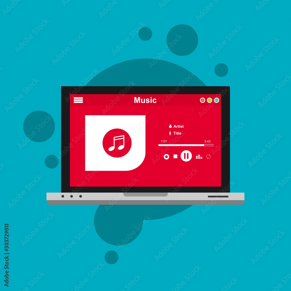 Poster vector illustration of music player flat design concept. can be used for workflow layout template, b