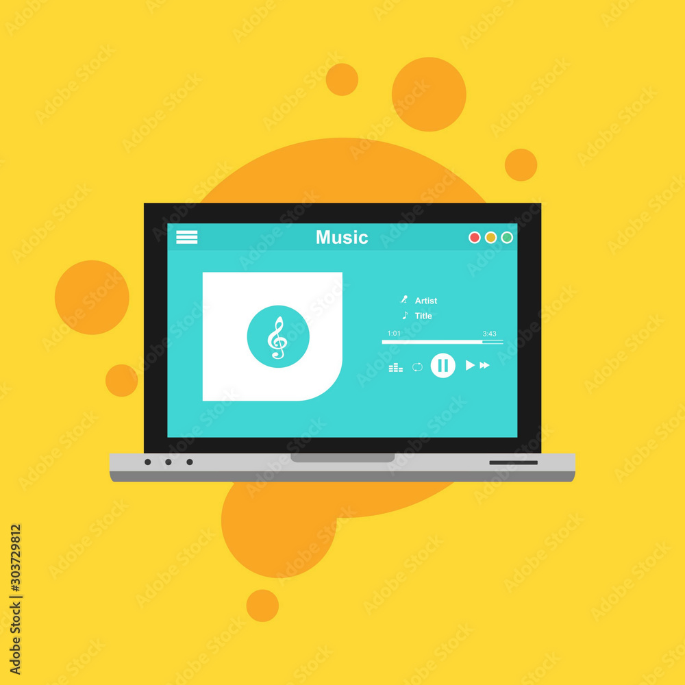 Poster vector illustration of music player flat design concept. can be used for workflow layout template, b
