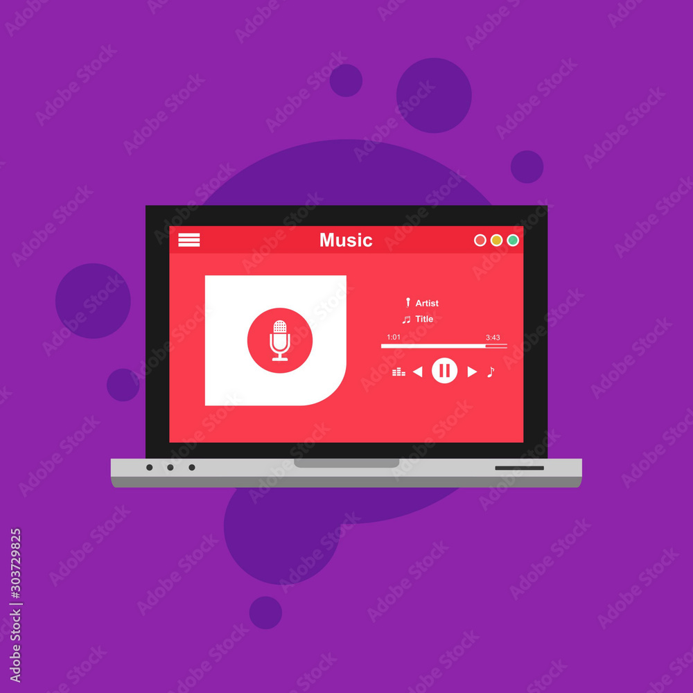 Poster vector illustration of music player flat design concept. can be used for workflow layout template, b