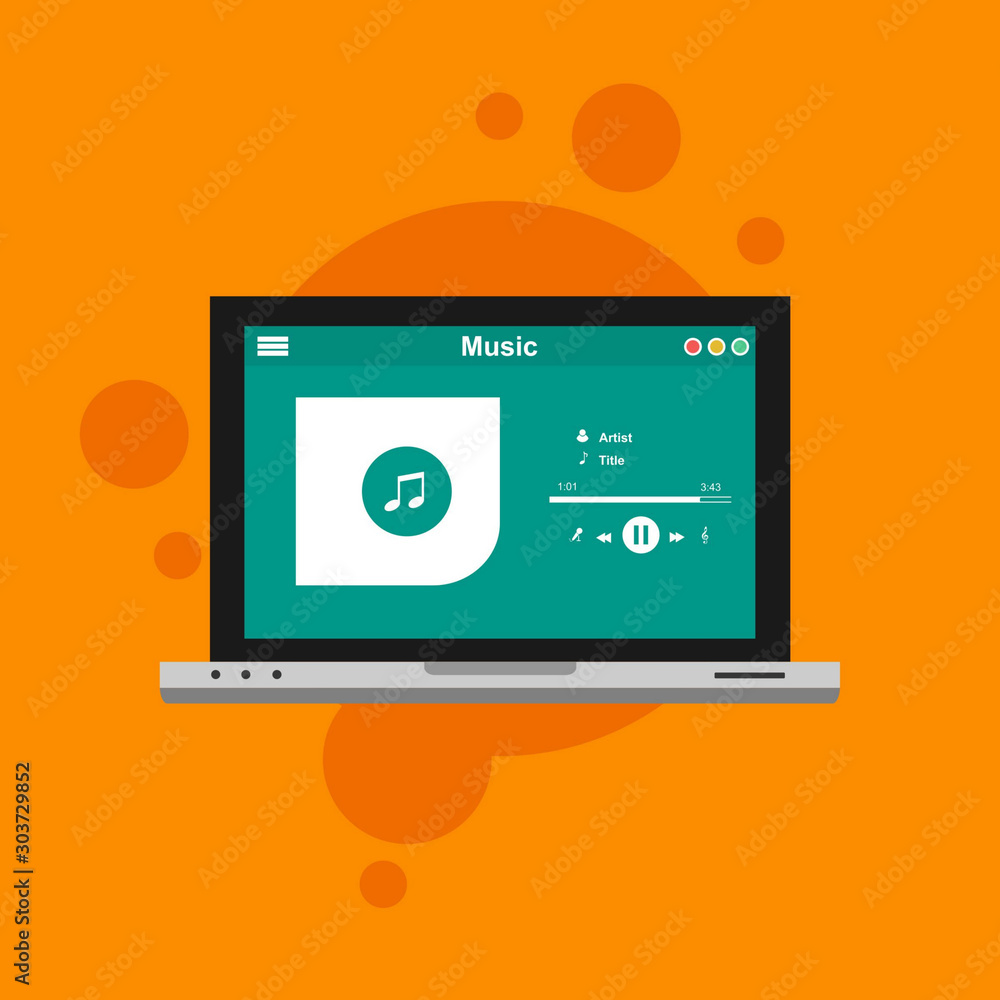 Poster vector illustration of music player flat design concept. can be used for workflow layout template, b