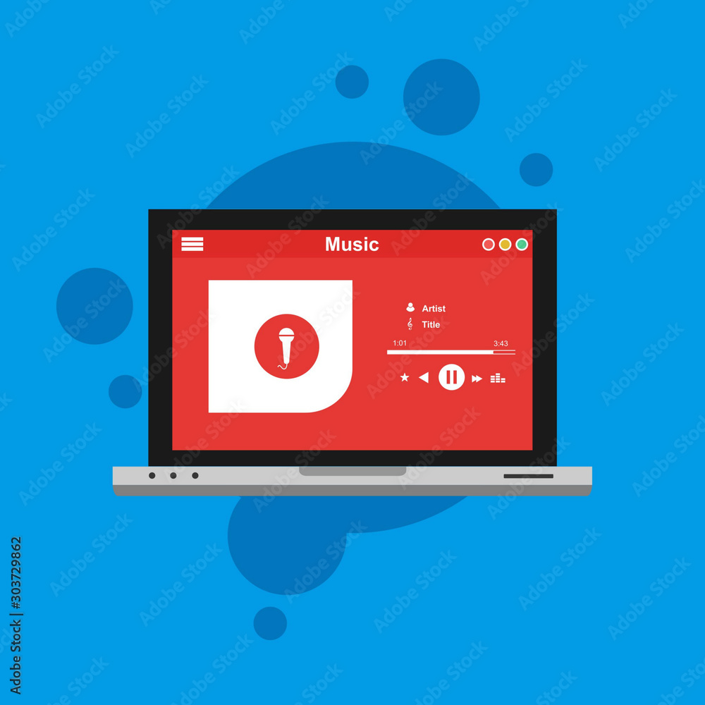 Poster vector illustration of music player flat design concept. can be used for workflow layout template, b