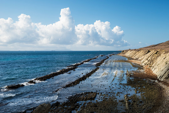 Rocky beach, Flysch, Tarifa, Cadiz, Andalusia, Spain
