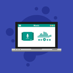 Mobile music application interface design concept isolated on colored background flat vector illustration. Easy to edit and customize.