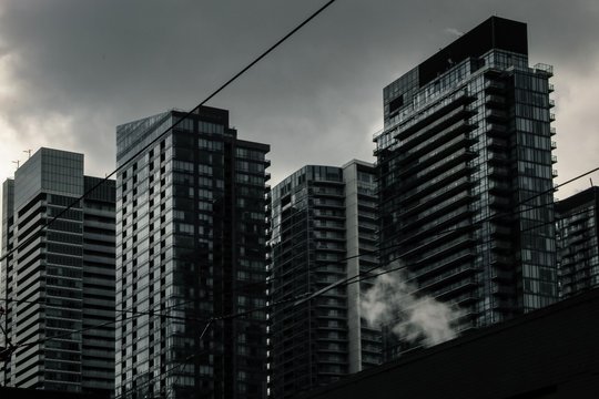 Skyscrapers in downtown Toronto on an overcast day
