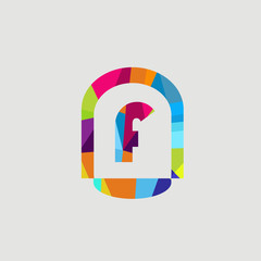 the colourful letter F font style logo design rainbow with white background