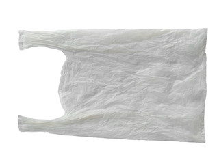 White plastic bag isolated on white background. White plastic for trash cans or shopping bag.