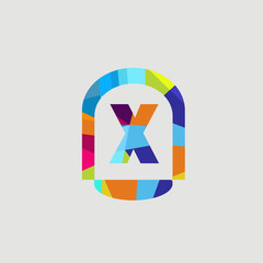 the colourful letter x font style logo design rainbow with white background