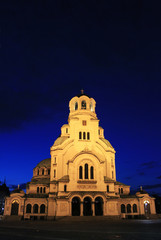 Fototapeta na wymiar ブルガリア　夜のアレクサンドル・ネフスキー大聖堂