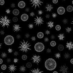 Seamless pattern of outline microbes. Isolated black simple line element illustration from a medical concept. Editable vector stroke microbe. Virus icon. Hand drawn illustration. Virus, bacteria