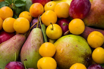 Autumn lot of fruit.