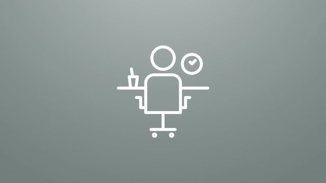 4k animation of Office work desk icon. Particles animate symbol in composition and explosion. Two background version: full color and transparent isolated alpha channel.