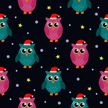 Data Cable Suitable for All Phones Christmas Vintage Seamless Background with Owls