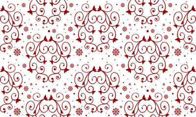 Seamless floral pattern background blooms, red leaf flower texture.