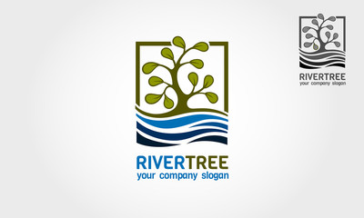 River Tree logo template. An excellent logo template suitable for any business related to eco, green, nature, consulting, socail etc. This logo features with big tree and a river. 