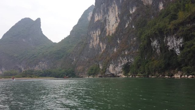 Li river and karst formation landscape in Xinping between Guiling and Yangshuo, Guangxi province, China