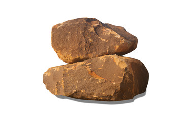group of natural golden stones isolated from a white background 