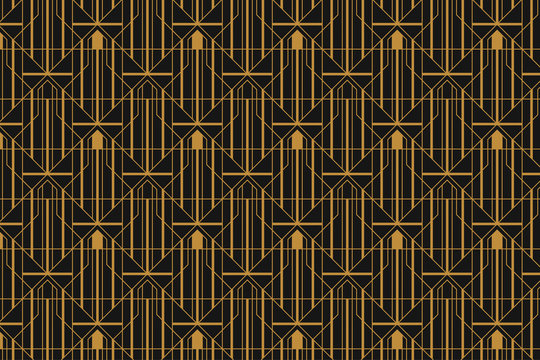 Modern Art Deco Abstract Elegant Seamless Pattern Luxury Line Art Beautiful Backdrop Design