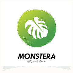 Rounded Monstera Logo Design Template