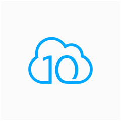 Number 10  with Cloud concept.