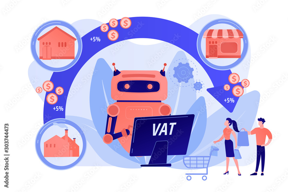 Wall mural artificial intelligence, ai calculating taxation multiplier. value added tax system, vat number vali