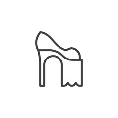 High heel shoe line icon. linear style sign for mobile concept and web design. Woman shoes outline vector icon. Symbol, logo illustration. Vector graphics