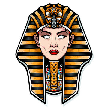 female cleopatra vector logo illustration