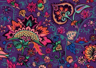 Fototapeten Seamless floral background paisley for textiles, wallpaper © alfaolga