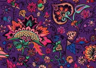Foto op Plexiglas Seamless floral background paisley for textiles, wallpaper © alfaolga